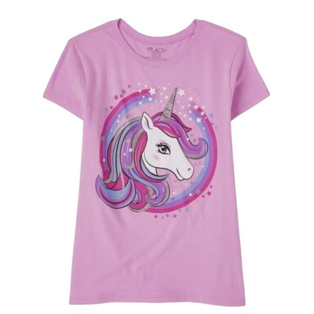 Girl's size 14 Unicorn T-shirt Short sleeve Crew neck pink Children's Place